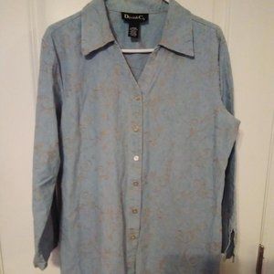 Women's Large Blue Denim & Co. Dress Shirt Top Dress